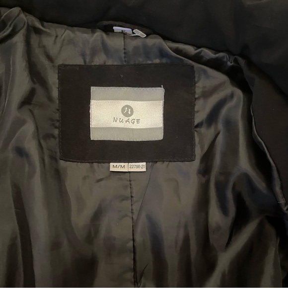 Nuage Real Fur Trim Hooded Coat Black Size M - Picture 11 of 16